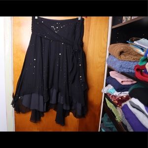 Gorgeous black flowy bohemian dance tribal skirt